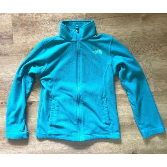The Northface Fleece Youth Girl’s Jacket Turquoise Size 10/12 Front Zipper - Picture 1 of 12